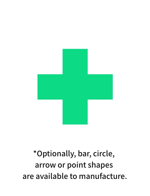 ※オプションで棒型、丸型、矢印型、点型も製作可能です。